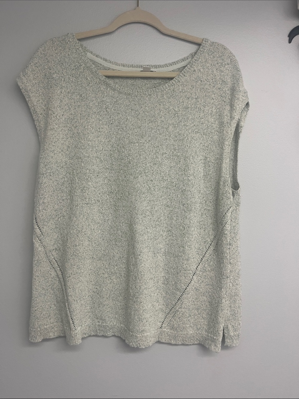 Relaxed Light Gray Knit Tank Top - Sleeveless Sweater Tee